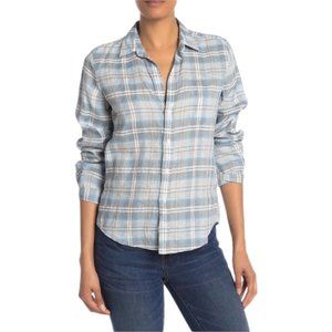 Frank & Eileen XS Barry Plaid Button Down Long Sleeve Linen Blend Shirt